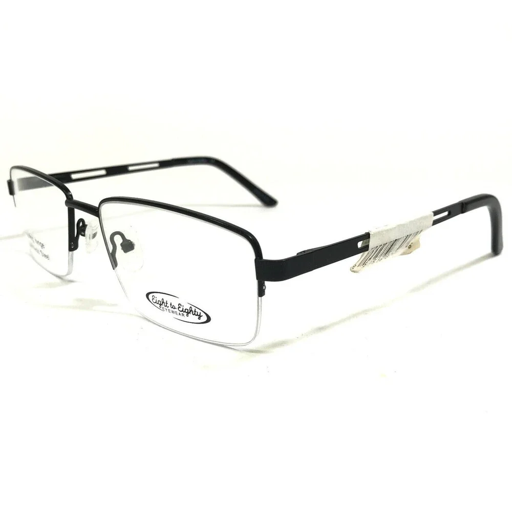Eight to Eighty Eyeglasses Frames NEW YORK BLACK Rectangular Half Rim 56-18-140